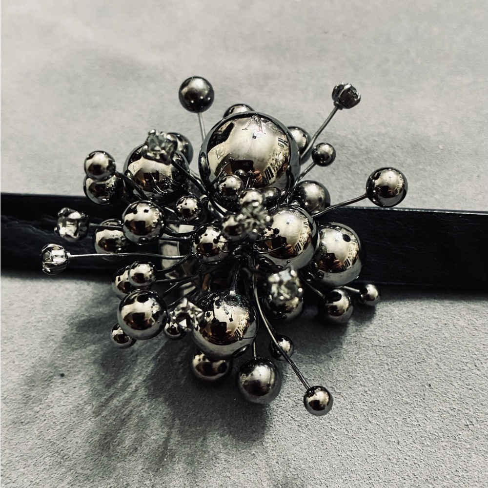 Elegant rare Silver black Valentino Garavani  belt buckle.